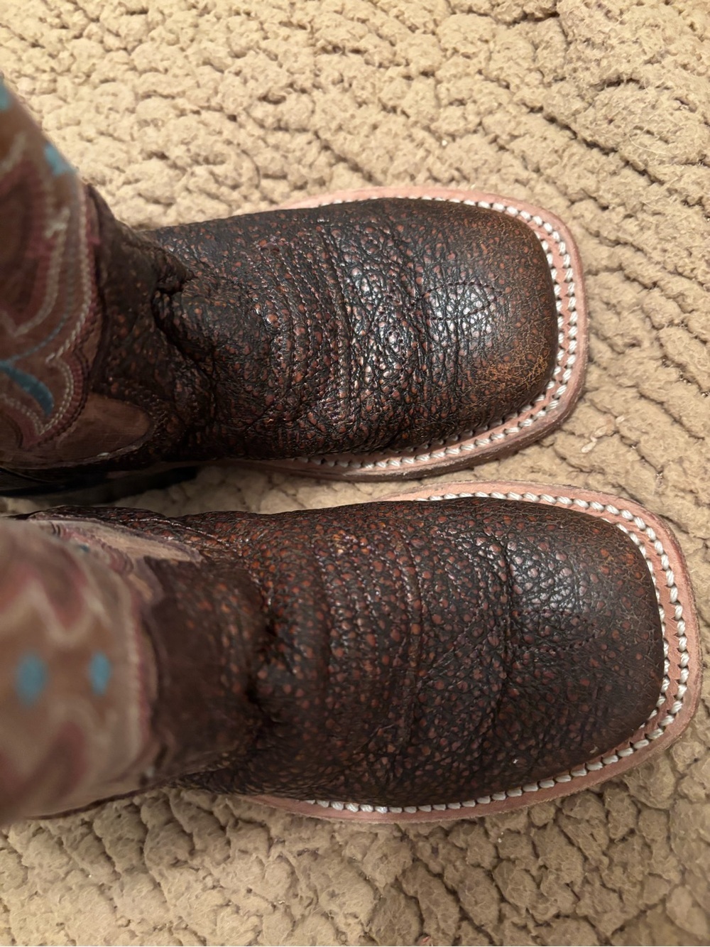 Old West BSC 1819 kids unisex Western Cowboy Boots w/ Blue Stitching 8.5 - Picture 5 of 7